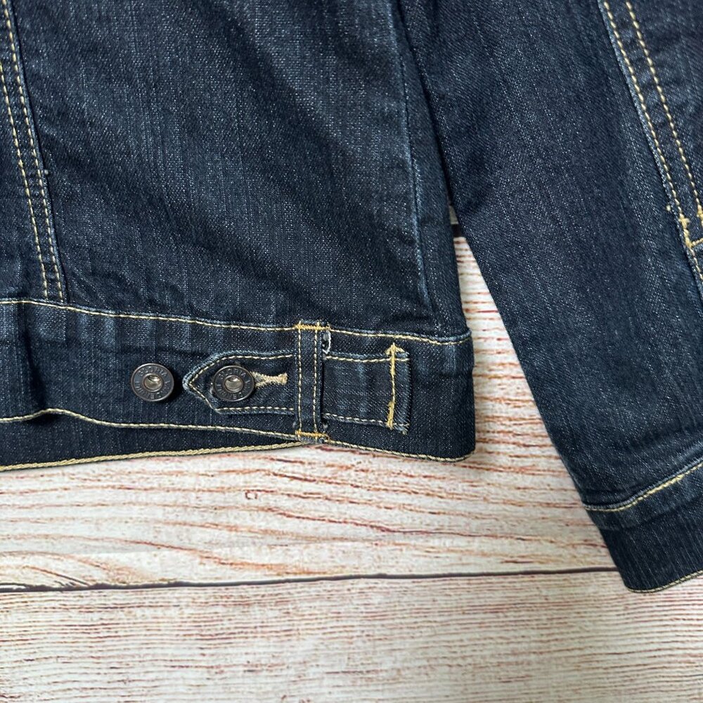 Gloria Vanderbilt Denim Jacket Womens Large Dark Blue Button Front Classic - Picture 5 of 12